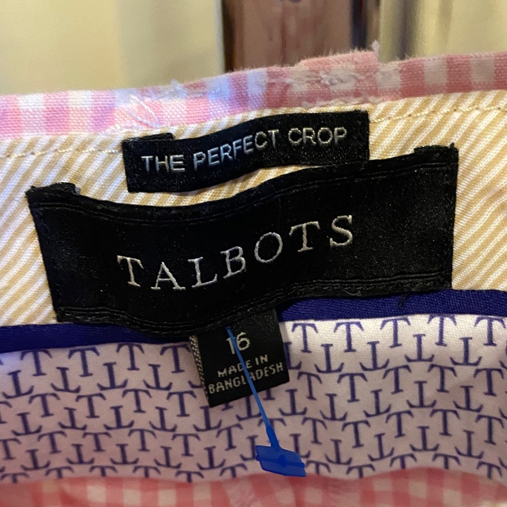 Talbots Pink and White Gingham Perfect Crop Pants - Picture 4 of 4